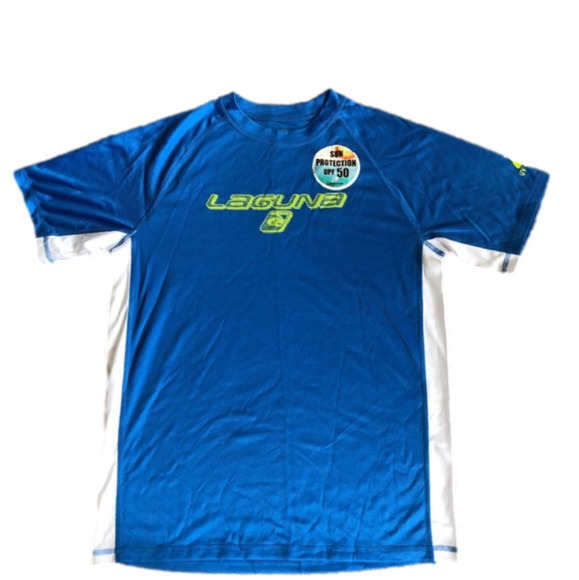 Laguna Boys Rashguard Top Loose Fit Blue Logo Pool Summer L 14-16 - Picture 1 of 4
